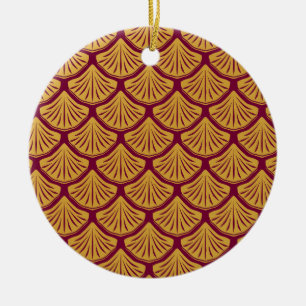 Art Deco Zeemeerminschalen - Magenta Keramisch Ornament