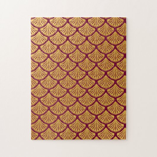 Art Deco Zeemeerminschalen - Magenta Legpuzzel (Verticaal)