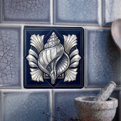 Art Deco Zeeschelp Zilver Moederparel Stijl Tegeltje