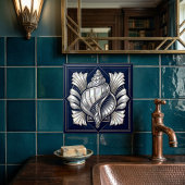 Art Deco Zeeschelp Zilver Moederparel Stijl Tegeltje