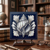 Art Deco Zeeschelp Zilver Moederparel Stijl Tegeltje