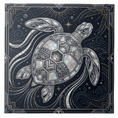 Art Deco Zeeschildpad Moeder van Parel Stijl Tegel Tegeltje (Voorkant)
