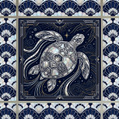 Art Deco Zeeschildpad Moeder van Parel Stijl Tegel Tegeltje