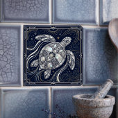 Art Deco Zeeschildpad Moeder van Parel Stijl Tegel Tegeltje