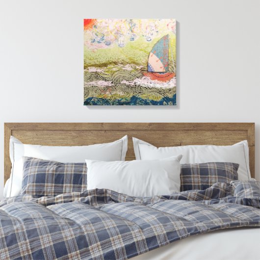 Art Deco Zeilboot Canvas Afdruk (Insitu (Slaapkamer))