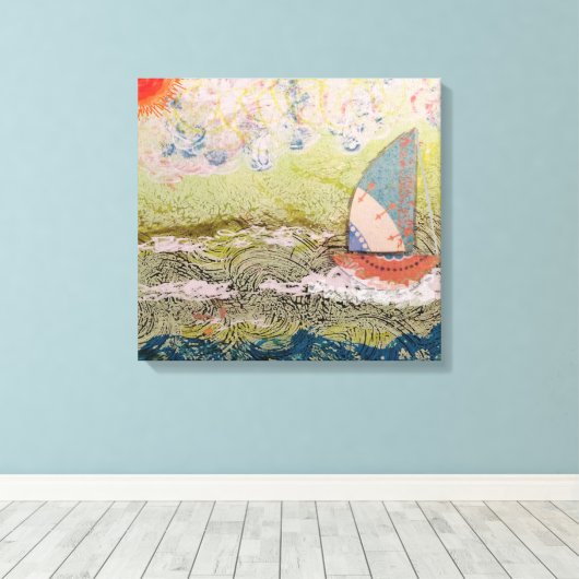 Art Deco Zeilboot Canvas Afdruk (Insitu (Houten vloer))