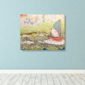 Art Deco Zeilboot Canvas Afdruk (Insitu (Houten vloer))