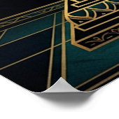 Art Deco Zen Bonsai Tree Mandala Gold Teal Poster (Hoek)