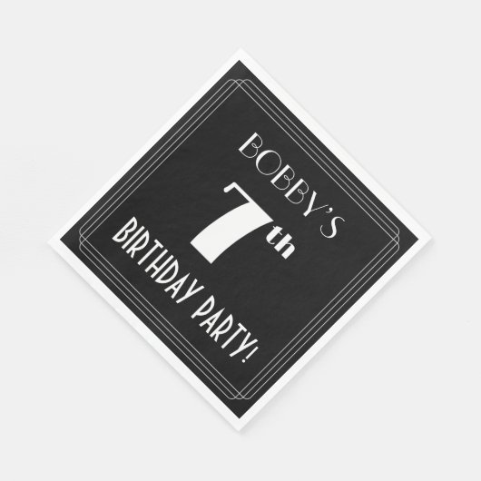 Art Deco zie 7th Birthday Party met aangepaste naa Servet (Hoek)