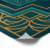 Art Deco zijprofiel danseres goud teal waaierposte Poster (Hoek)