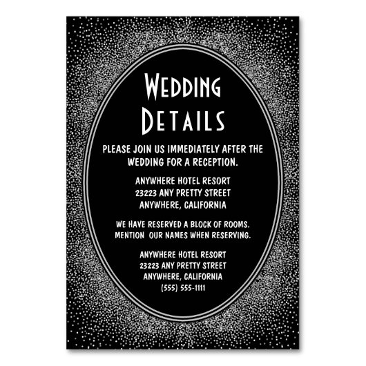 Art Deco Zilver Bruiloft Receptie Invoegen Kaarten (Voorkant)