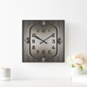 Art Deco Zilver Vierkante Klok (Huis)