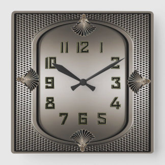 Art Deco Zilver Vierkante Klok