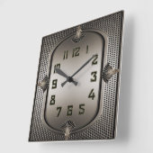 Art Deco Zilver Vierkante Klok (Hoek)