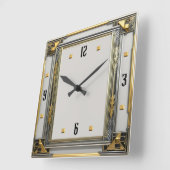 Art Deco Zilver Vierkante Klok (Hoek)