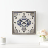 Art Deco Zilver Vierkante Klok (Huis)
