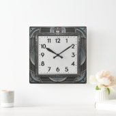 Art Deco Zilver Vierkante Klok (Huis)
