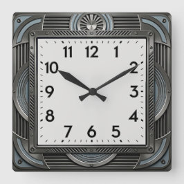 Art Deco Zilver Vierkante Klok
