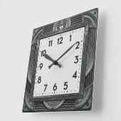 Art Deco Zilver Vierkante Klok (Hoek)