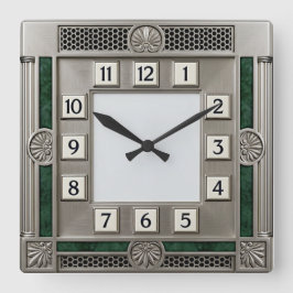Art Deco Zilver Vierkante Klok