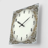 Art Deco Zilver Vierkante Klok (Hoek)