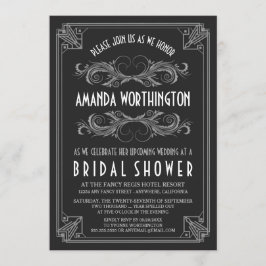 Art Deco Zilveren Bruidsdouche Uitnodigingen