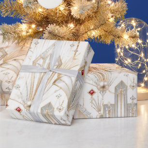 Art Deco Zilveren Parel Kerst Inpakpapier