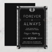 Art Deco | zilveren verlovingsfeest Kaart (Voorkant / Achterkant)