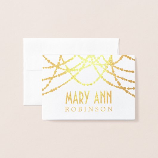 Art Deco Zitplaatsen Kaart Gold String Lights (Voorkant met envelop)