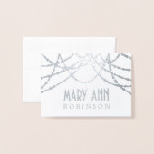 Art Deco Zitplaatsen Plaats Kaart Zilveren String  (Voorkant met envelop)