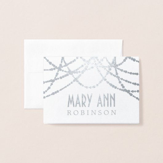 Art Deco Zitplaatsen Plaats Kaart Zilveren String  (Voorkant met envelop)