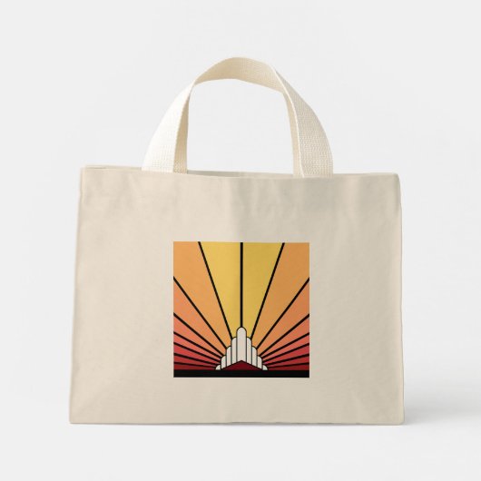 Art deco zon bij zonsopgang Canvas tas (Achterkant)