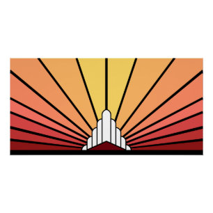 Art deco zon dageraad perfect poster