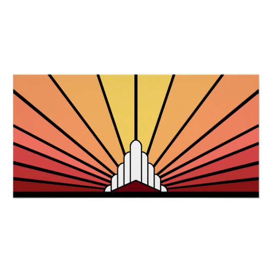 Art deco zon dageraad perfect poster (Voorkant)