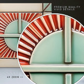 Art Deco Zon en Kruis in Koraal Blauwgroen Tegeltje