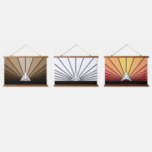 Art deco zon hangend wandkleed