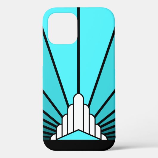 Art deco zon in aqua Case-Mate iPhone case (Achterkant)