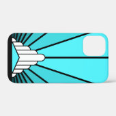 Art deco zon in aqua Case-Mate iPhone case (Achterkant (horizontaal))