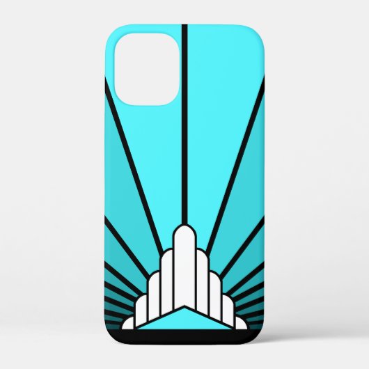 Art deco zon in aqua Case-Mate iPhone case (Achterkant)