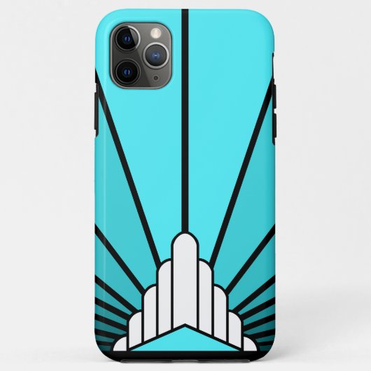 Art deco zon in aqua Case-Mate iPhone case (Achterkant)