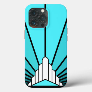 Art deco zon in aqua Case-Mate iPhone case