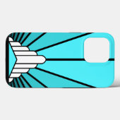 Art deco zon in aqua Case-Mate iPhone case (Achterkant (horizontaal))