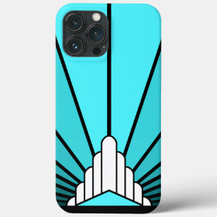 Art deco zon in aqua Case-Mate iPhone case