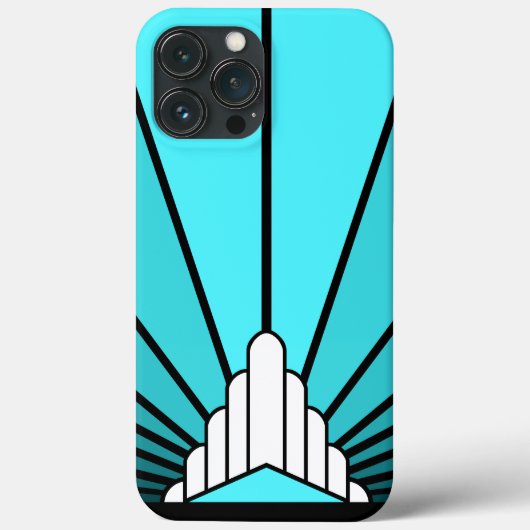 Art deco zon in aqua Case-Mate iPhone case (Achterkant)