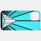 Art deco zon in aqua Case-Mate iPhone case (Achterkant (horizontaal))