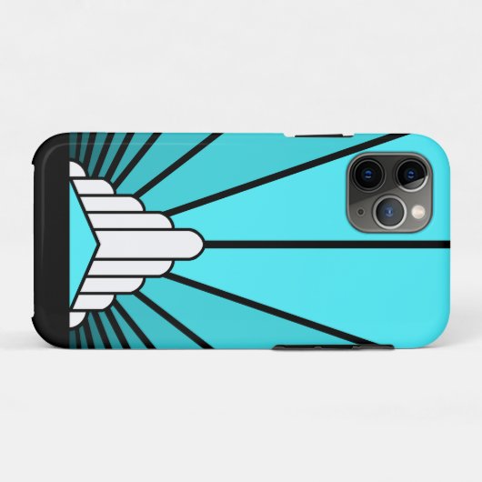 Art deco zon in aqua Case-Mate iPhone case (Achterkant (horizontaal))