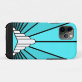 Art deco zon in aqua Case-Mate iPhone case (Achterkant (horizontaal))