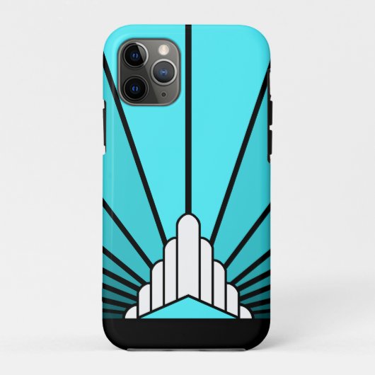 Art deco zon in aqua Case-Mate iPhone case (Achterkant)