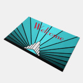Art deco zon in aqua deurmat (Schuin)