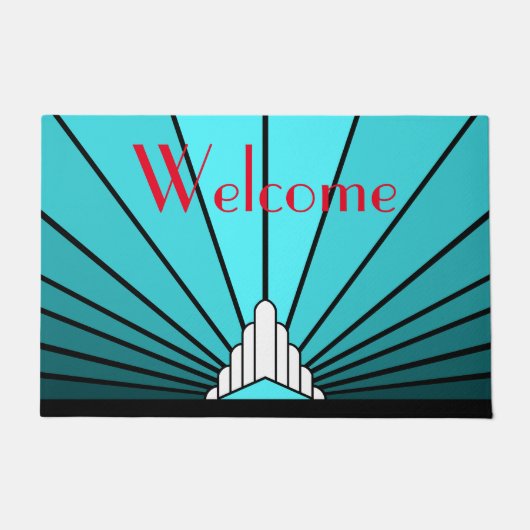 Art deco zon in aqua deurmat (Voorkant)